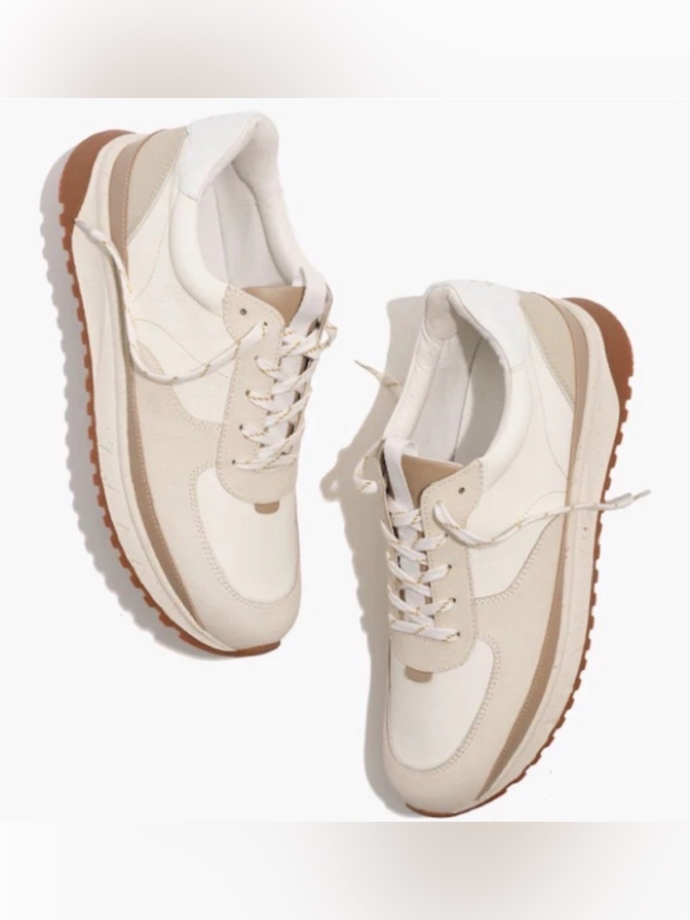 Madewell Kickoff Trainer Cream Leather Sneakers Women's Size‎ 10